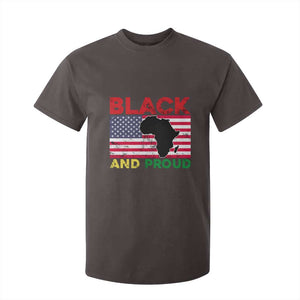 African American T Shirt For Kid Black And Proud US Flag Africa Map TS02 Dark Chocolate Print Your Wear