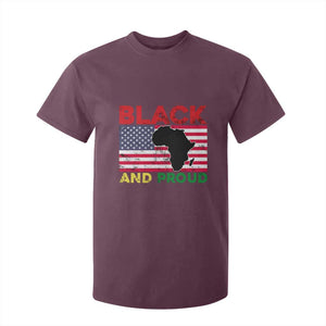 African American T Shirt For Kid Black And Proud US Flag Africa Map TS02 Maroon Print Your Wear