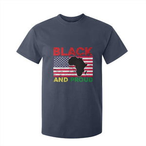African American T Shirt For Kid Black And Proud US Flag Africa Map TS02 Navy Print Your Wear