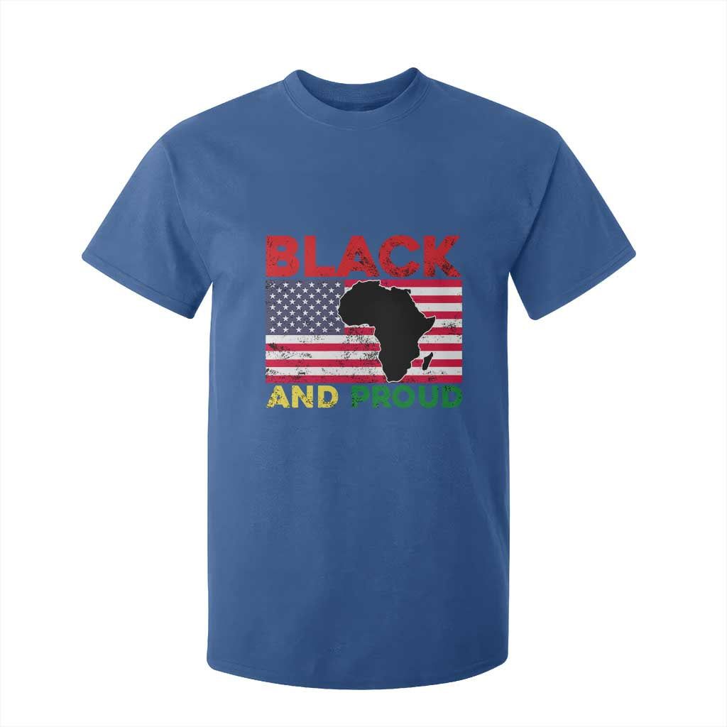 African American T Shirt For Kid Black And Proud US Flag Africa Map TS02 Royal Blue Print Your Wear