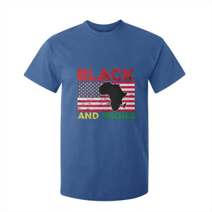 African American T Shirt For Kid Black And Proud US Flag Africa Map TS02 Royal Blue Print Your Wear