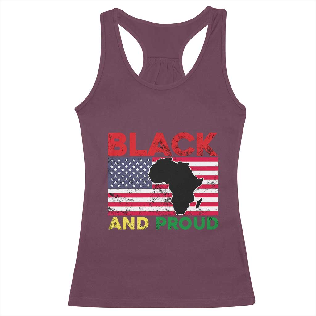 African American Racerback Tank Top Black And Proud US Flag Africa Map TS02 Maroon Print Your Wear