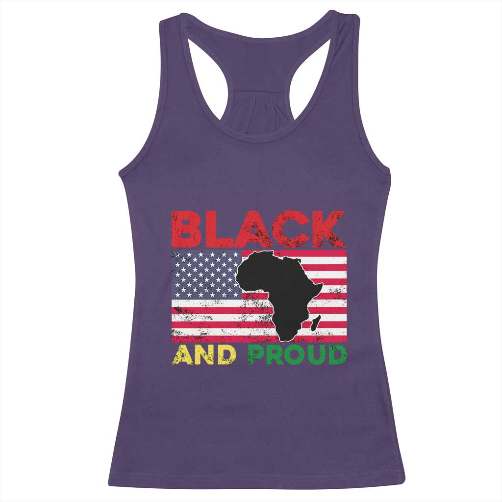 African American Racerback Tank Top Black And Proud US Flag Africa Map TS02 Purple Print Your Wear