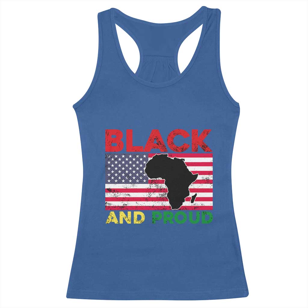 African American Racerback Tank Top Black And Proud US Flag Africa Map TS02 Royal Blue Print Your Wear