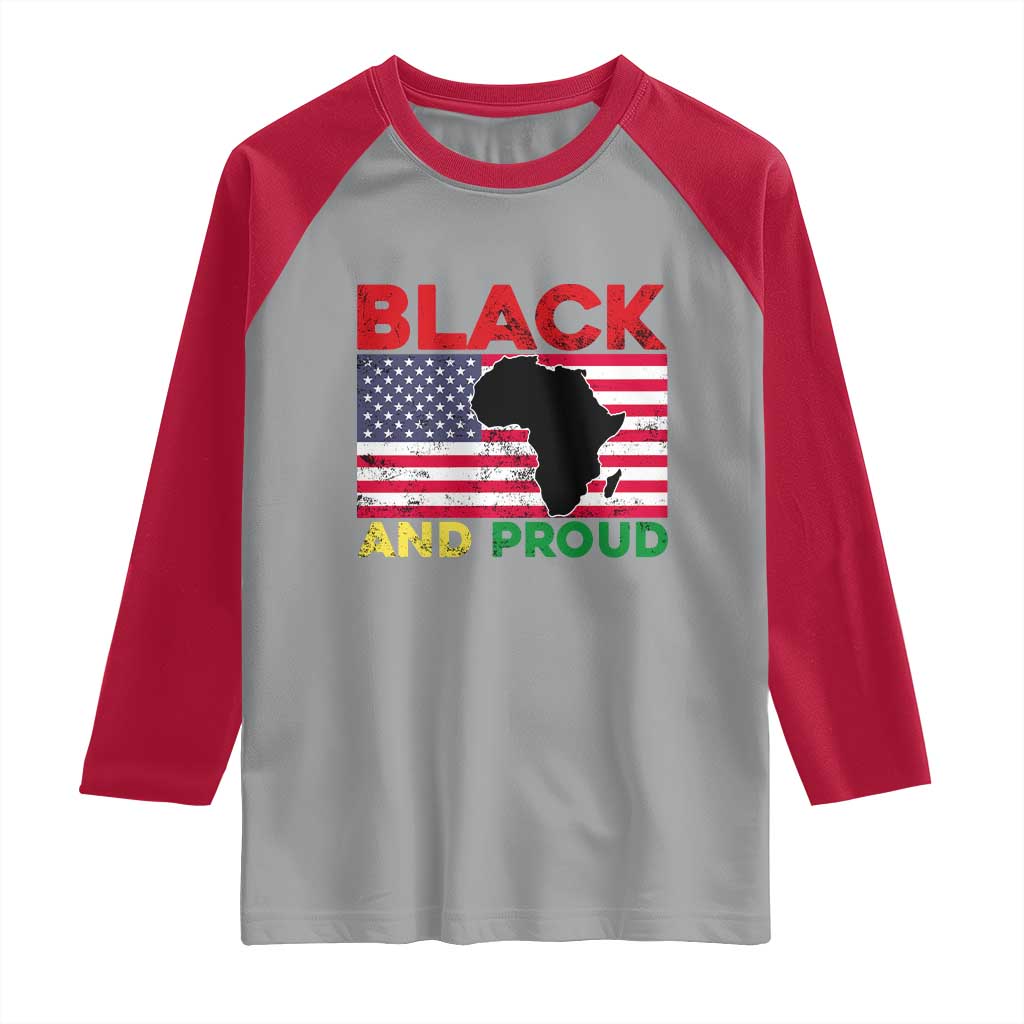 African American Raglan Shirt Black And Proud US Flag Africa Map TS02 Sport Gray Red Print Your Wear