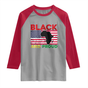 African American Raglan Shirt Black And Proud US Flag Africa Map TS02 Sport Gray Red Print Your Wear