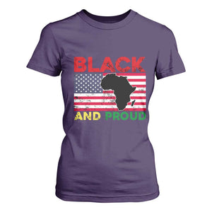 African American T Shirt For Women Black And Proud US Flag Africa Map TS02 Purple Print Your Wear