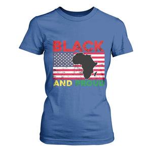 African American T Shirt For Women Black And Proud US Flag Africa Map TS02 Royal Blue Print Your Wear