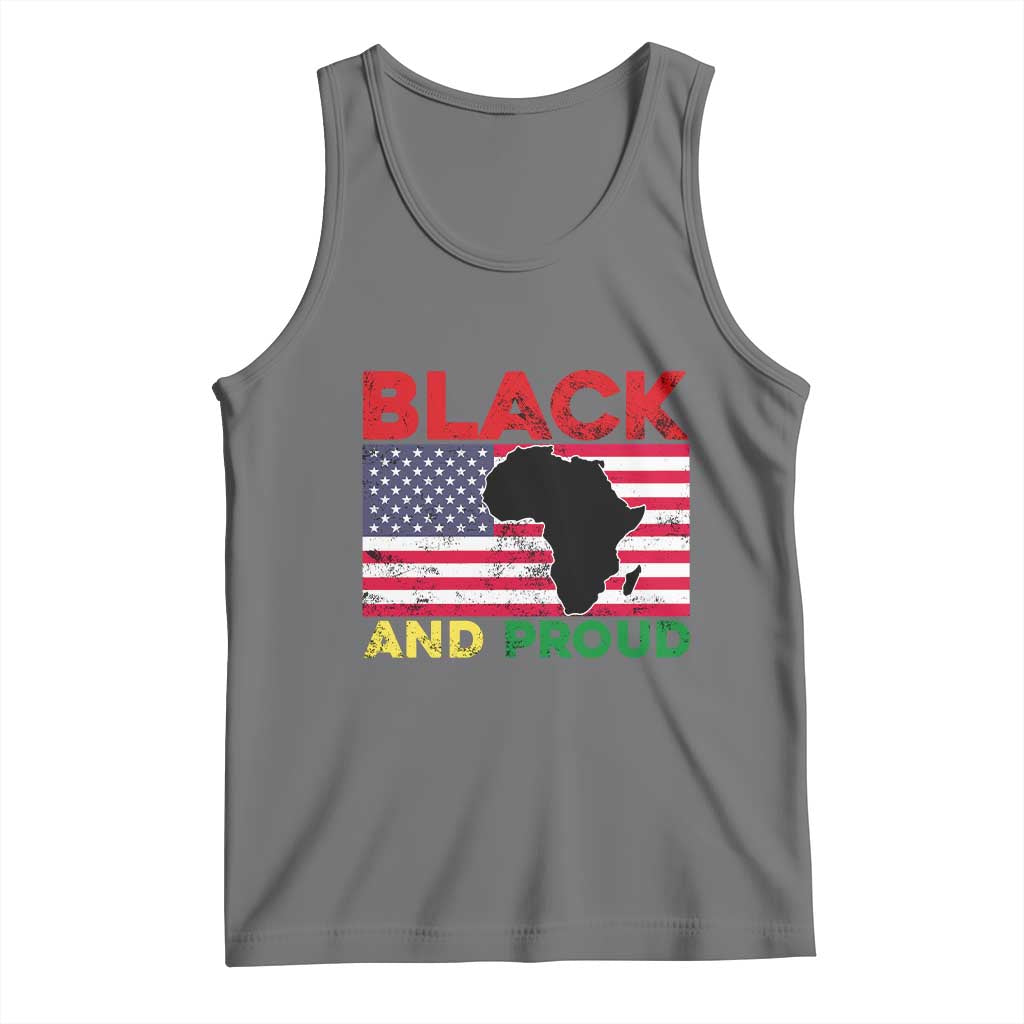 African American Tank Top Black And Proud US Flag Africa Map TS02 Black Heather Print Your Wear