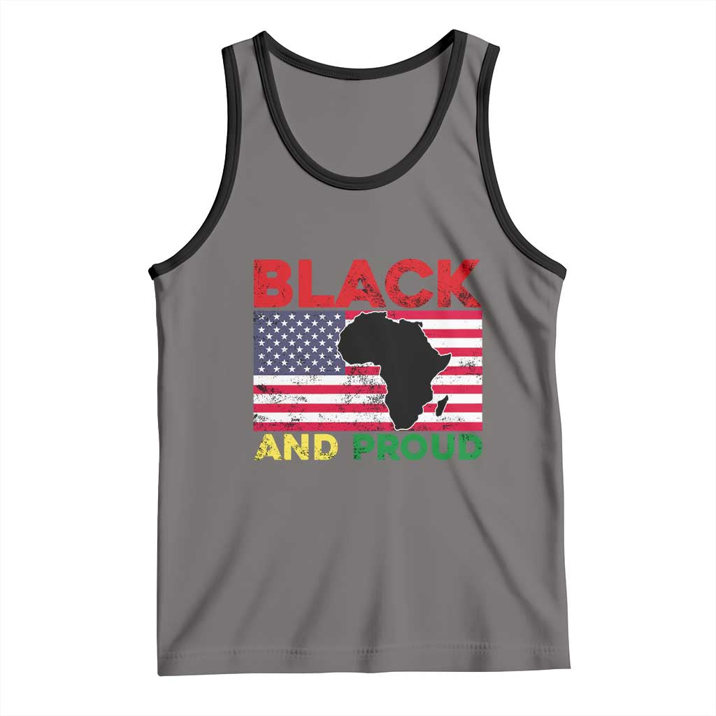 African American Tank Top Black And Proud US Flag Africa Map TS02 Deep Heather Black Print Your Wear