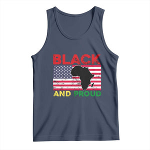 African American Tank Top Black And Proud US Flag Africa Map TS02 Navy Print Your Wear
