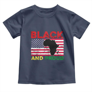 African American Toddler T Shirt Black And Proud US Flag Africa Map TS02 Navy Print Your Wear