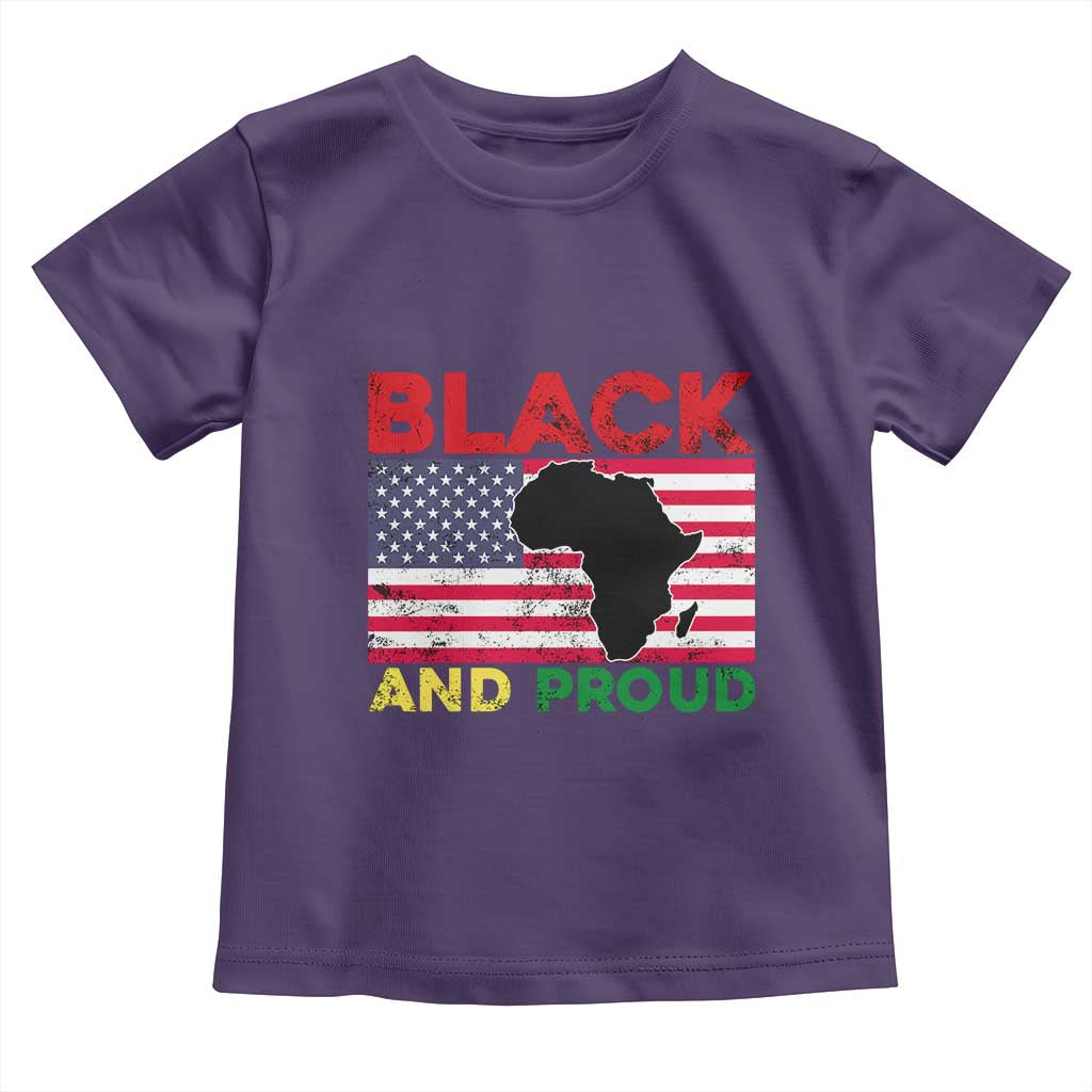 African American Toddler T Shirt Black And Proud US Flag Africa Map TS02 Purple Print Your Wear