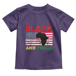 African American Toddler T Shirt Black And Proud US Flag Africa Map TS02 Purple Print Your Wear