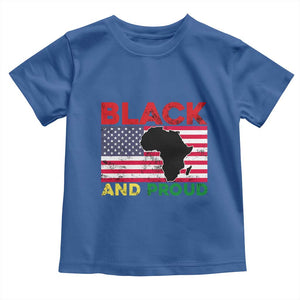African American Toddler T Shirt Black And Proud US Flag Africa Map TS02 Royal Blue Print Your Wear