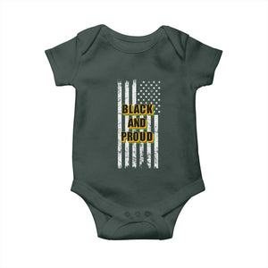 African American Baby Onesie Black And Proud US Flag BHM TS02 Print Your Wear