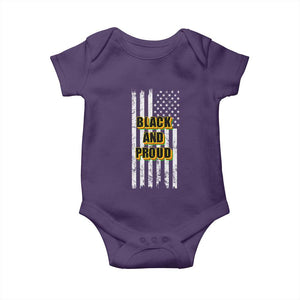 African American Baby Onesie Black And Proud US Flag BHM TS02 Purple Print Your Wear