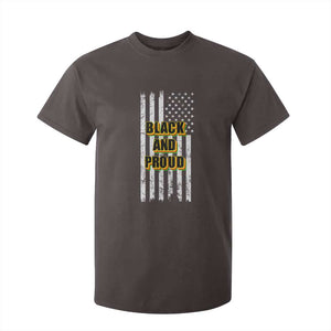 African American T Shirt For Kid Black And Proud US Flag BHM TS02 Dark Chocolate Print Your Wear