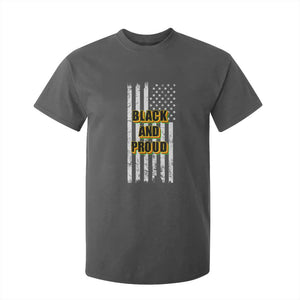 African American T Shirt For Kid Black And Proud US Flag BHM TS02 Dark Heather Print Your Wear