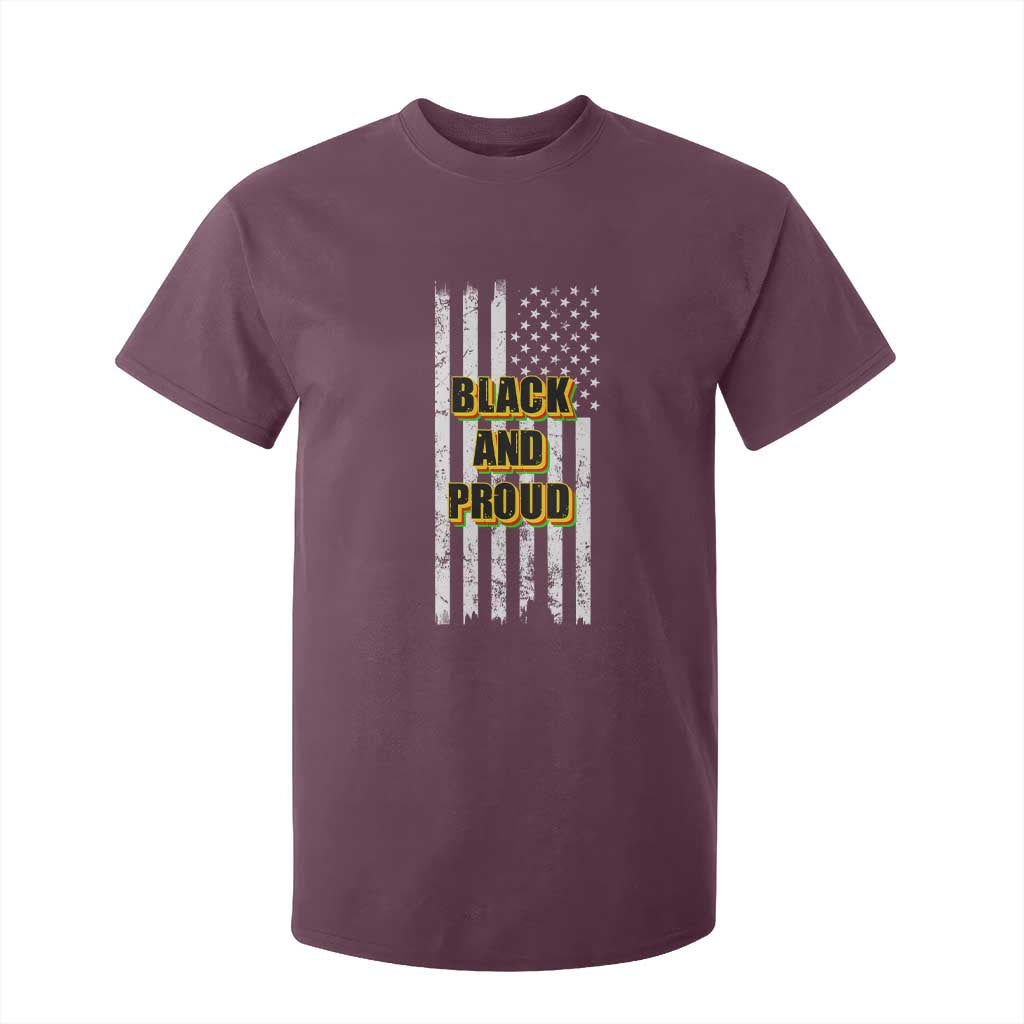African American T Shirt For Kid Black And Proud US Flag BHM TS02 Maroon Print Your Wear