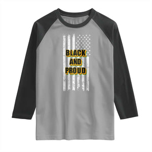 African American Raglan Shirt Black And Proud US Flag BHM TS02 Sport Gray Black Print Your Wear