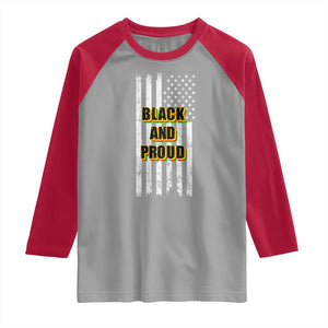 African American Raglan Shirt Black And Proud US Flag BHM TS02 Sport Gray Red Print Your Wear