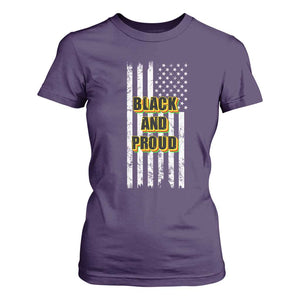 African American T Shirt For Women Black And Proud US Flag BHM TS02 Purple Print Your Wear