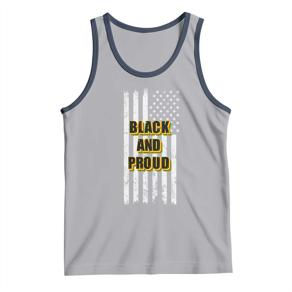 African American Tank Top Black And Proud US Flag BHM TS02 Athletic Heather Navy Print Your Wear