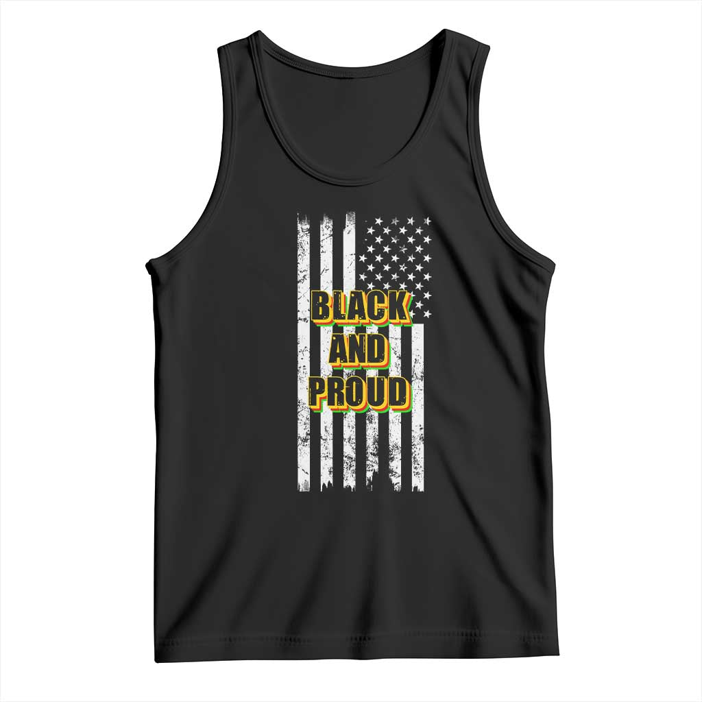 African American Tank Top Black And Proud US Flag BHM TS02 Black Print Your Wear