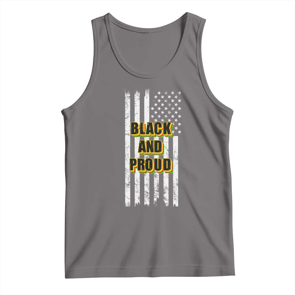 African American Tank Top Black And Proud US Flag BHM TS02 Deep Heather Print Your Wear