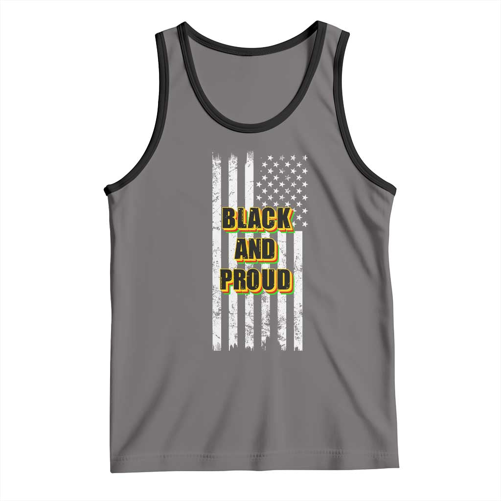 African American Tank Top Black And Proud US Flag BHM TS02 Deep Heather Black Print Your Wear