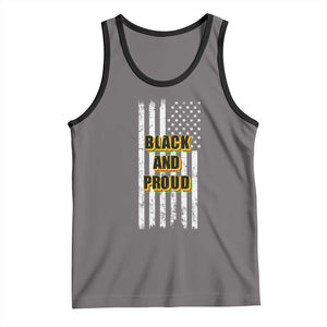 African American Tank Top Black And Proud US Flag BHM TS02 Deep Heather Black Print Your Wear
