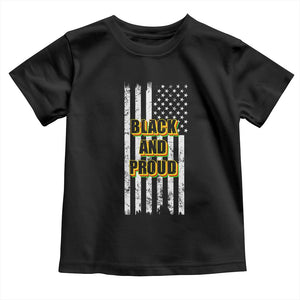 African American Toddler T Shirt Black And Proud US Flag BHM TS02 Black Print Your Wear