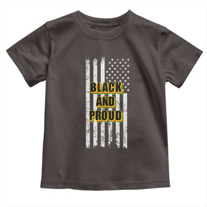 African American Toddler T Shirt Black And Proud US Flag BHM TS02 Dark Chocolate Print Your Wear