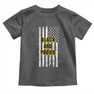 African American Toddler T Shirt Black And Proud US Flag BHM TS02 Dark Heather Print Your Wear