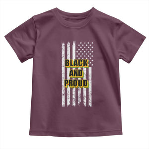 African American Toddler T Shirt Black And Proud US Flag BHM TS02 Maroon Print Your Wear