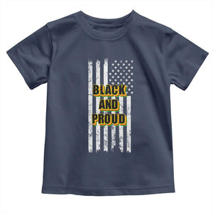 African American Toddler T Shirt Black And Proud US Flag BHM TS02 Navy Print Your Wear