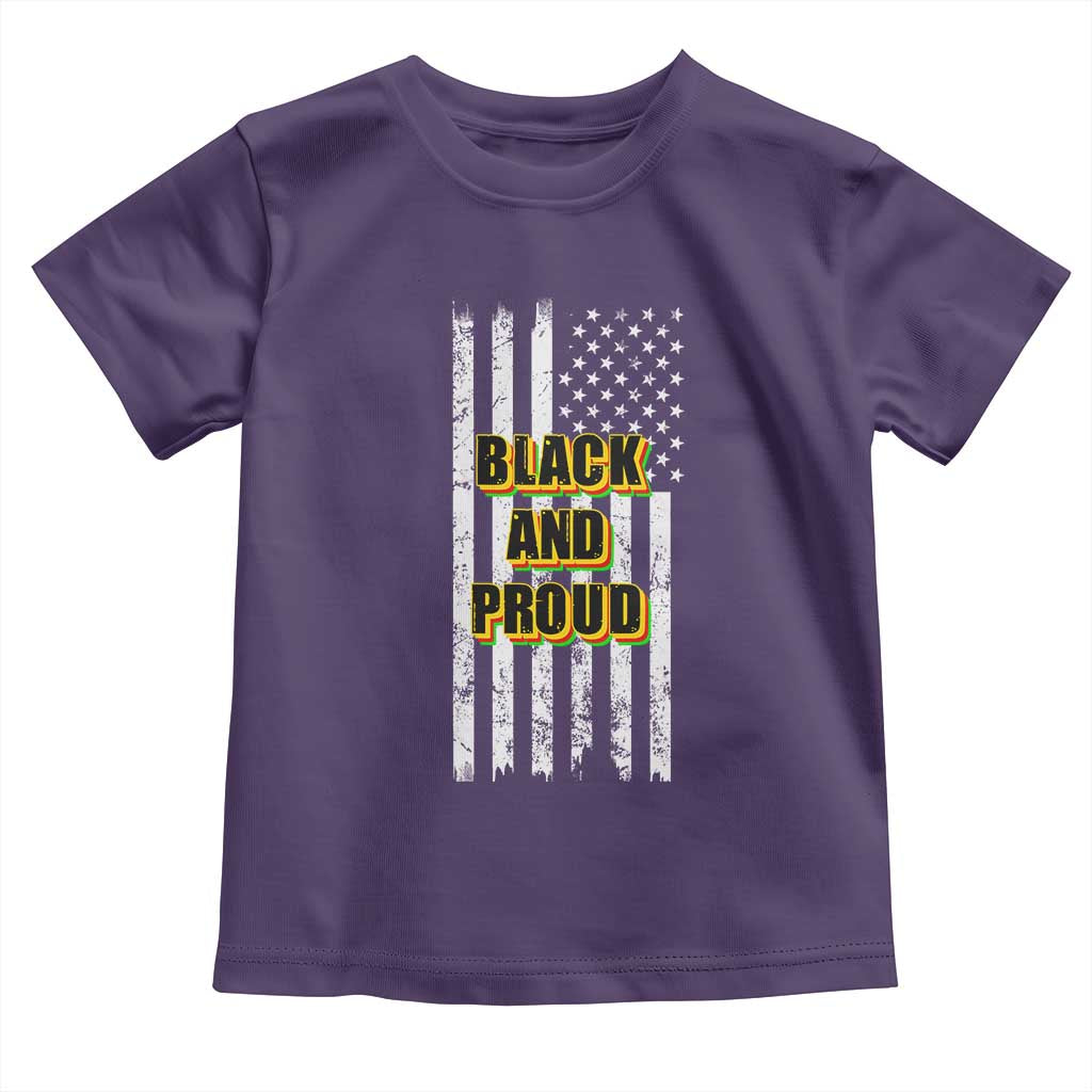 African American Toddler T Shirt Black And Proud US Flag BHM TS02 Purple Print Your Wear