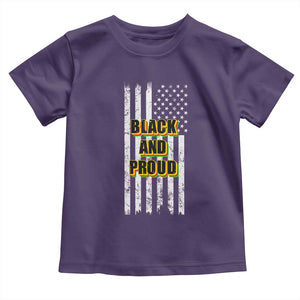 African American Toddler T Shirt Black And Proud US Flag BHM TS02 Purple Print Your Wear