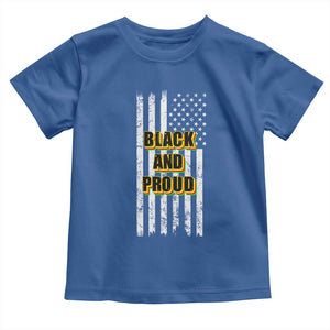 African American Toddler T Shirt Black And Proud US Flag BHM TS02 Royal Blue Print Your Wear