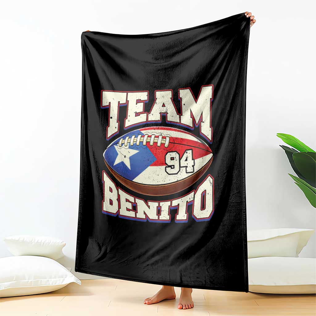 Team Benito Puerto Rico Football Pride Throw Blanket Number 94 Vintage Game Day Music Artist Fan TS02 Print Your Wear