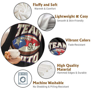 Team Benito Puerto Rico Football Pride Throw Blanket Number 94 Vintage Game Day Music Artist Fan TS02 Print Your Wear