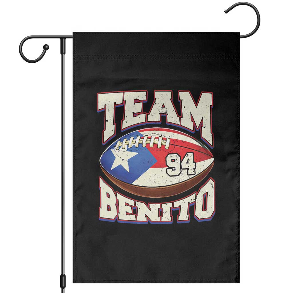 Team Benito Puerto Rico Football Pride Garden Flag Number 94 Vintage Game Day Music Artist Fan TS02 Black Print Your Wear
