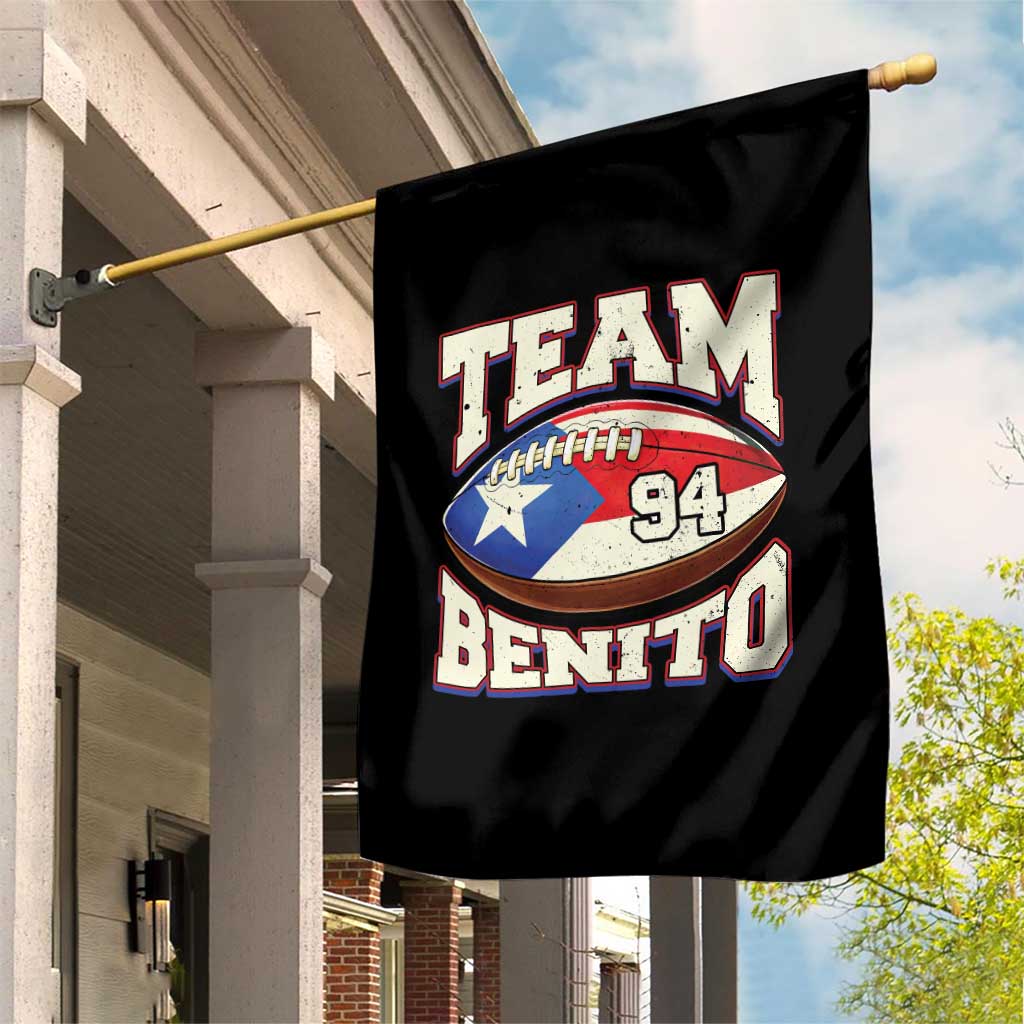 Team Benito Puerto Rico Football Pride Garden Flag Number 94 Vintage Game Day Music Artist Fan TS02 Print Your Wear