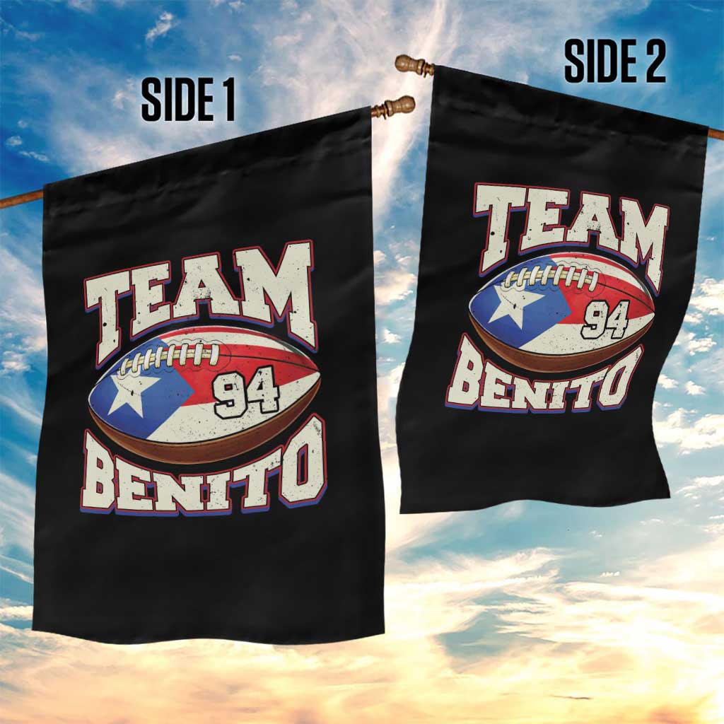Team Benito Puerto Rico Football Pride Garden Flag Number 94 Vintage Game Day Music Artist Fan TS02 Print Your Wear