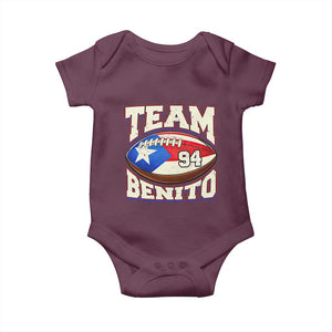 Team Benito Puerto Rico Football Pride Baby Onesie Number 94 Vintage Game Day Music Artist Fan TS02 Maroon Print Your Wear