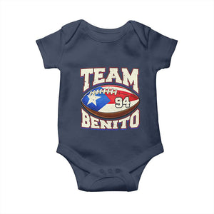 Team Benito Puerto Rico Football Pride Baby Onesie Number 94 Vintage Game Day Music Artist Fan TS02 Navy Print Your Wear
