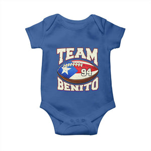 Team Benito Puerto Rico Football Pride Baby Onesie Number 94 Vintage Game Day Music Artist Fan TS02 Royal Blue Print Your Wear