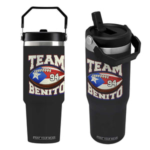 Team Benito Puerto Rico Football Pride Flip Straw Tumbler Number 94 Vintage Game Day Music Artist Fan TS02 One Size: 30 oz Black Print Your Wear