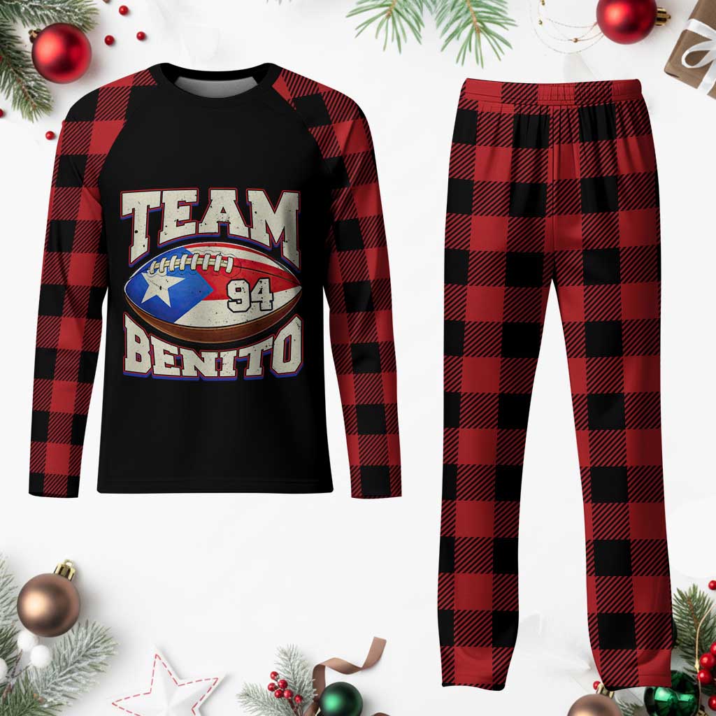 Team Benito Puerto Rico Football Pride Plaid Pajama Set Number 94 Vintage Game Day Music Artist Fan TS02 Buffalo Plaid Print Your Wear
